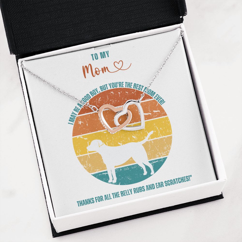 Dog Mom Gift from Dog for Women Dog Lover Gift Dog Mama Unique Gift from Canine Pet Interlocking Heart Necklace Dog Owner Lab Retriever