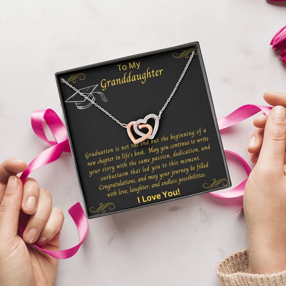 Granddaughter Graduation Gift | From Grandma, Graduate Present from Grandpa, Graduation Gift 2023, High School Senior, Double Heart Necklace