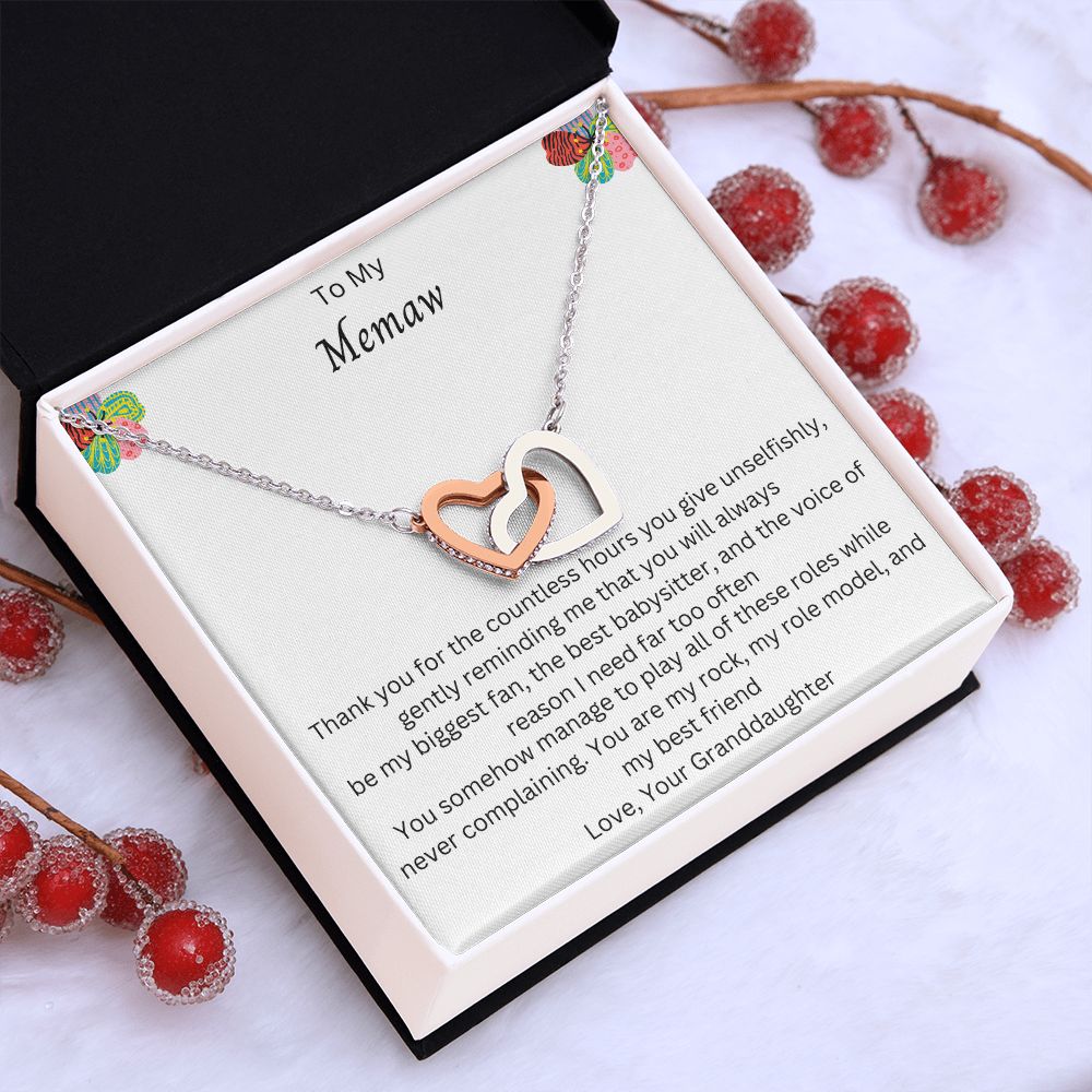 Memaw Gifts Birthday Gift from Granddaughter Interlocking Heart Necklace Pendant