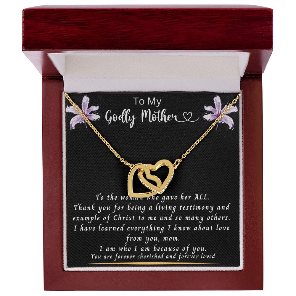 Gift for Mom | From Daughter, Meaningful Gift, Mom Gift from Son, Mom Present, Quote Jewelry, Interlocking Heart Necklace To My Godly Mother