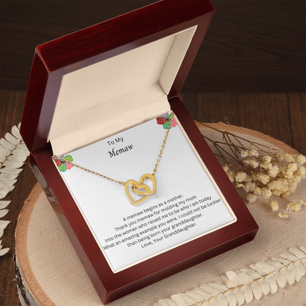 Memaw Birthday Gifts Necklace for Women From Granddaughter Interlocking Hearts