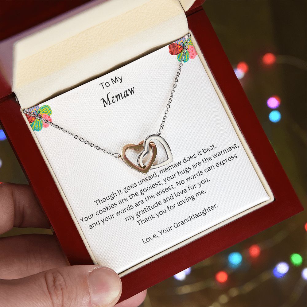 Memaw Gifts From Granddaughter for Birthday Interlocking Heart Necklace