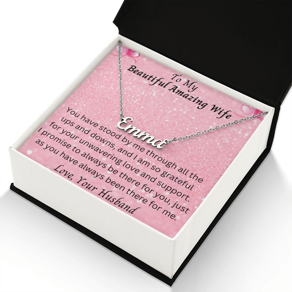 So Grateful/Unwavering Love Personalized Name Necklace Custom Pendant Valentines Day Gift for Wife From Husband