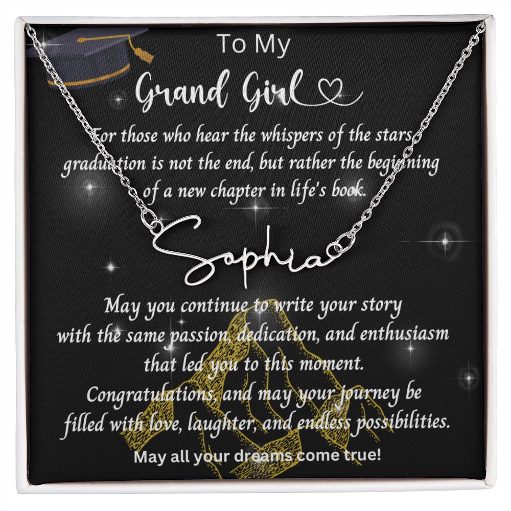 Graduation Gift | To Granddaughter | Personalized Name Necklace | Custom | Starfall Pendant | Velaris ACOTAR Inspired | Book Gift | Ethereal