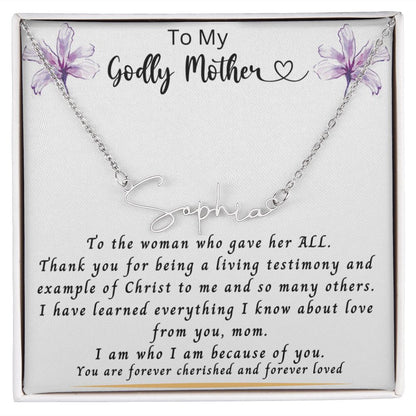 Gift for Mom | From Daughter, Name Necklace, Meaningful Gift, Mom Gift from Son, Mom Present, Word Quote Jewelry, To My Godly Mother