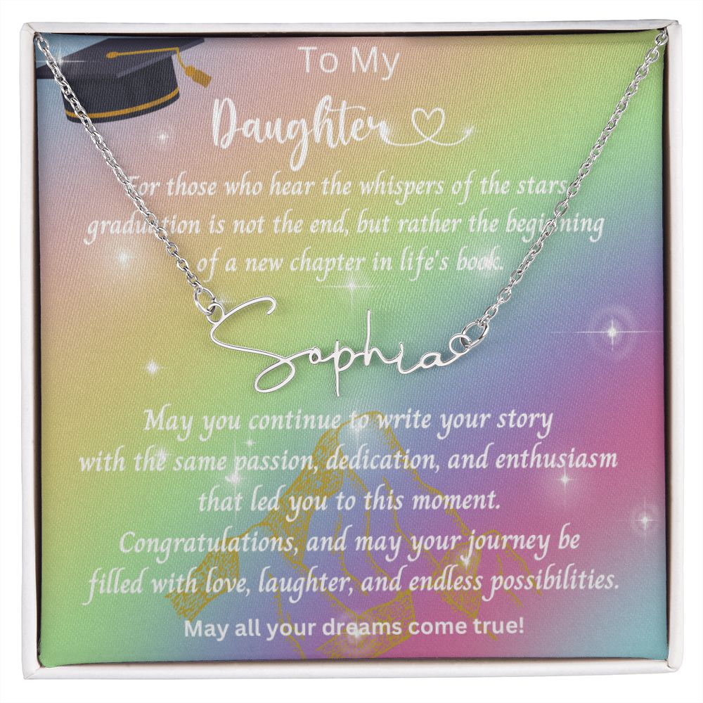 Graduation Gift | To Daughter | Personalized Name Necklace | Custom Name | Starfall Pendant | Velaris ACOTAR Inspired | Book Gift | Ethereal Daughter