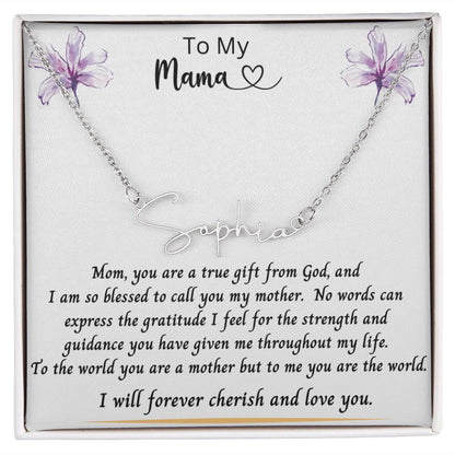 Gift for Mom | From Daughter, Name Necklace, Meaningful Gift, Mom Gift from Son, Mom Present, Word Quote Jewelry, To My Mama