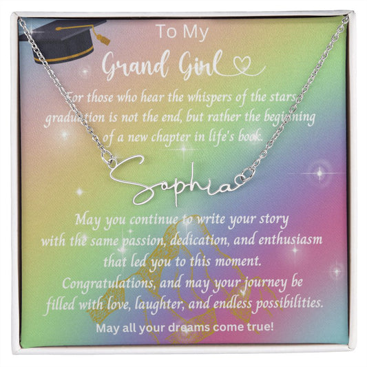 Graduation Gift | To Granddaughter | Personalized Name Necklace | Custom | Starfall Pendant | Velaris ACOTAR Inspired | Book Gift | Ethereal