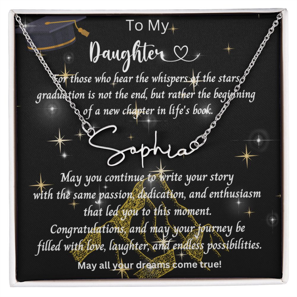 Graduation Gift | To Daughter | Personalized Name Necklace | Custom Name | Starfall Pendant | Velaris ACOTAR Inspired | Book Gift | Ethereal Daughter