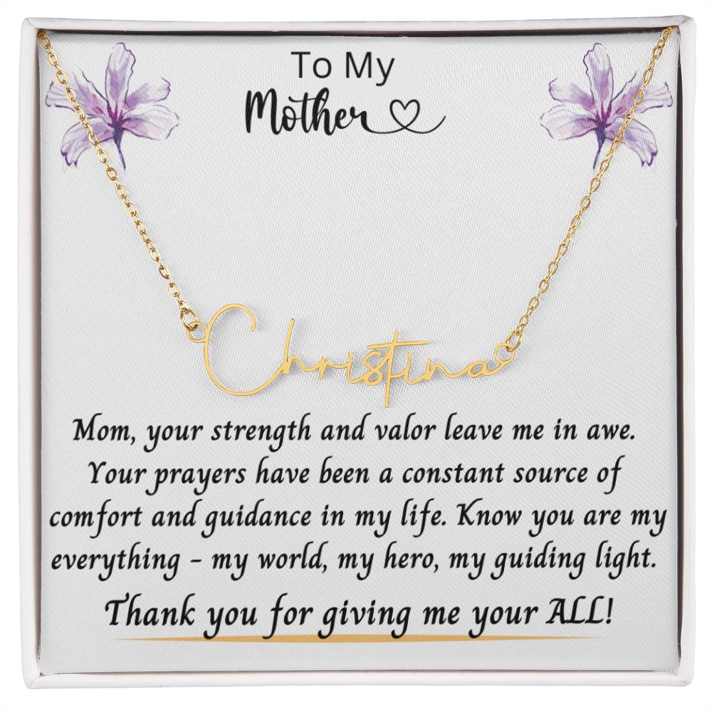 Gift for Mom | From Daughter, Name Necklace, Meaningful Gift, Mom Gift from Son, Mom Present, Word Quote Jewelry, To My Mother
