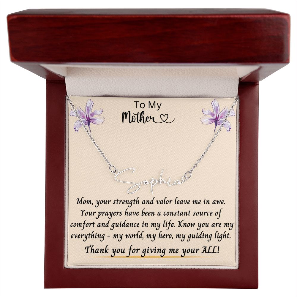 Gift for Mom | From Daughter, Name Necklace, Meaningful Gift, Mom Gift from Son, Mom Present, Word Quote Jewelry, To My Mother
