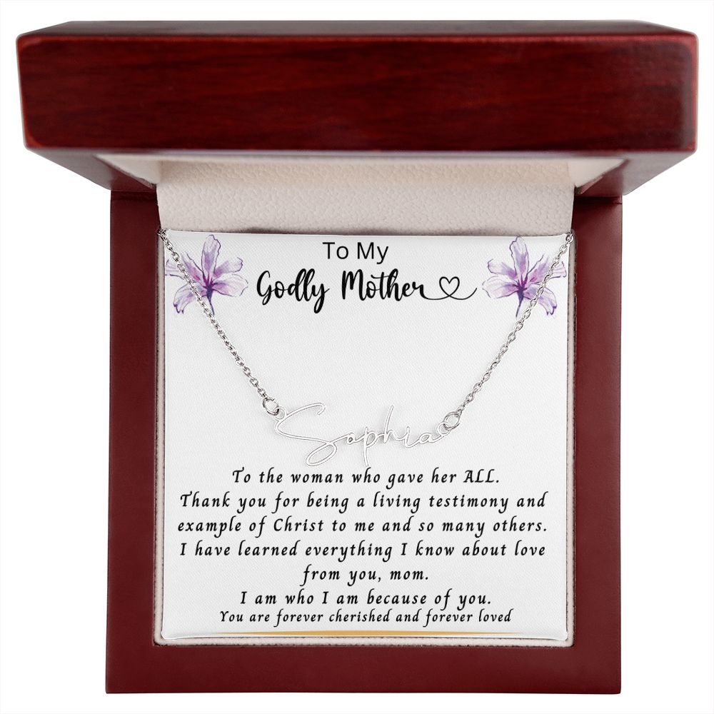 Gift for Mom | From Daughter, Name Necklace, Meaningful Gift, Mom Gift from Son, Mom Present, Word Quote Jewelry, To My Godly Mother