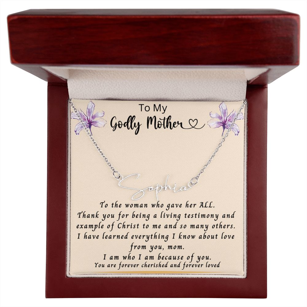 Gift for Mom | From Daughter, Name Necklace, Meaningful Gift, Mom Gift from Son, Mom Present, Word Quote Jewelry, To My Godly Mother