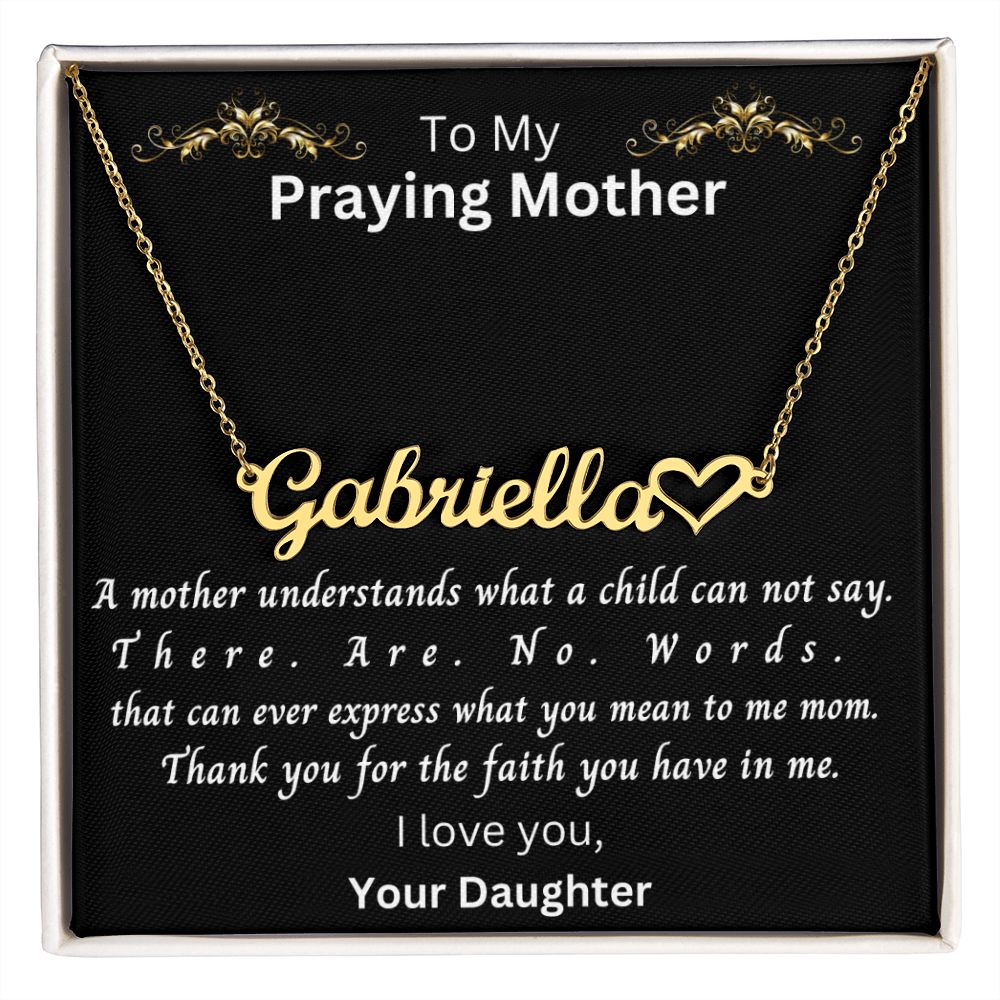 To My Mother | From Daughter,  Personalized Custom Name Necklace for Women, Praying Mother, Inspirational Message, Unique Mothers Day Gift