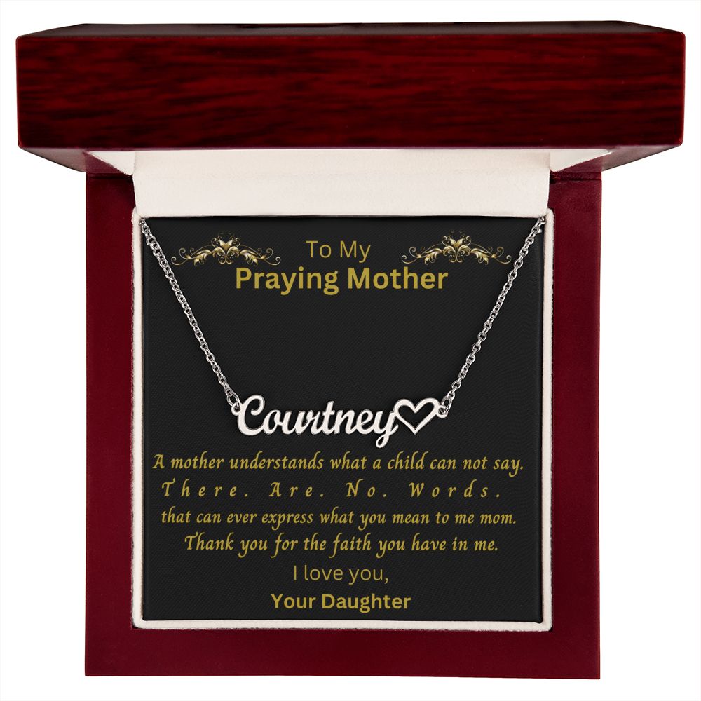 To My Mother | From Daughter,  Personalized Custom Name Necklace for Women, Praying Mother, Inspirational Message, Unique Mothers Day Gift