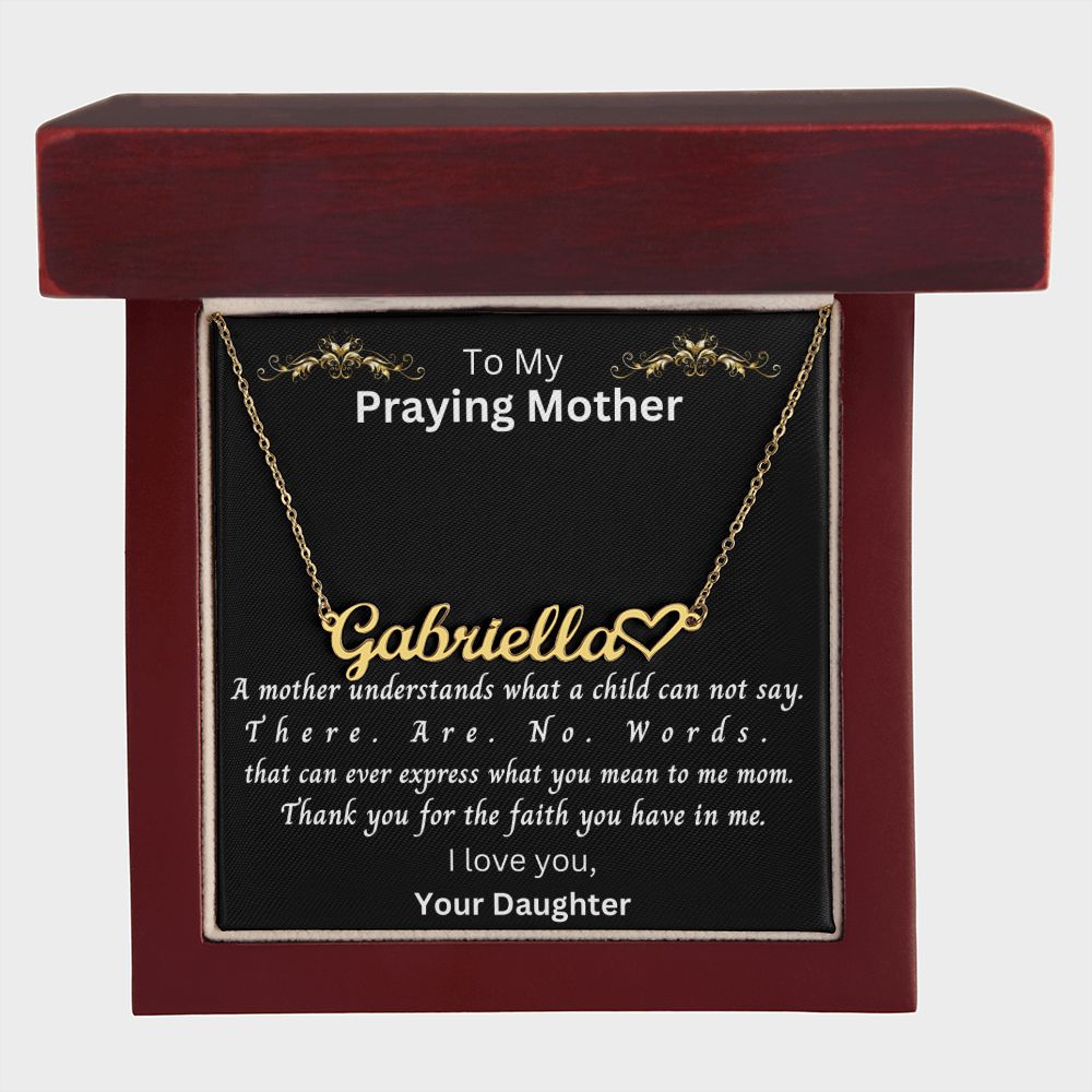 To My Mother | From Daughter,  Personalized Custom Name Necklace for Women, Praying Mother, Inspirational Message, Unique Mothers Day Gift