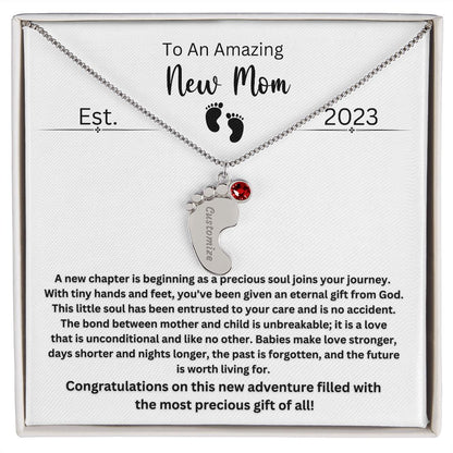New Mom | New Mom Gift | Personalized Birthstone Engraved Monogram Custom Necklace | Mama Jewelry | Gift from Husband | First Time Mom