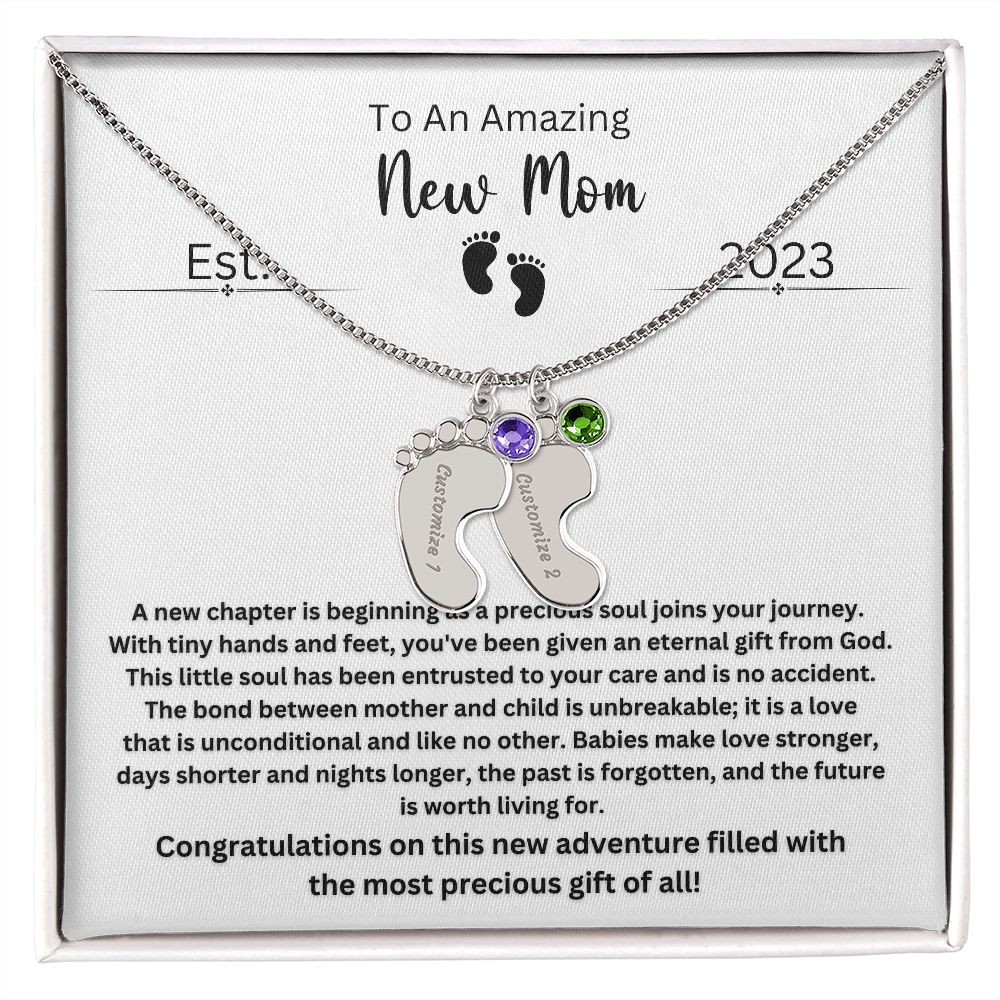 New Mom | New Mom Gift | Personalized Birthstone Engraved Monogram Custom Necklace | Mama Jewelry | Gift from Husband | First Time Mom