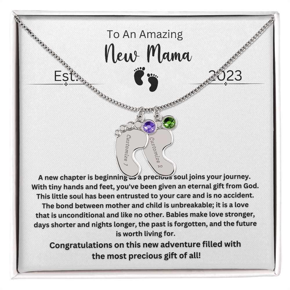 New Mama | New Mom Gift | Personalized Birthstone Engraved Monogram Custom Necklace | Mama Jewelry | Gift from Husband | First Time Mom