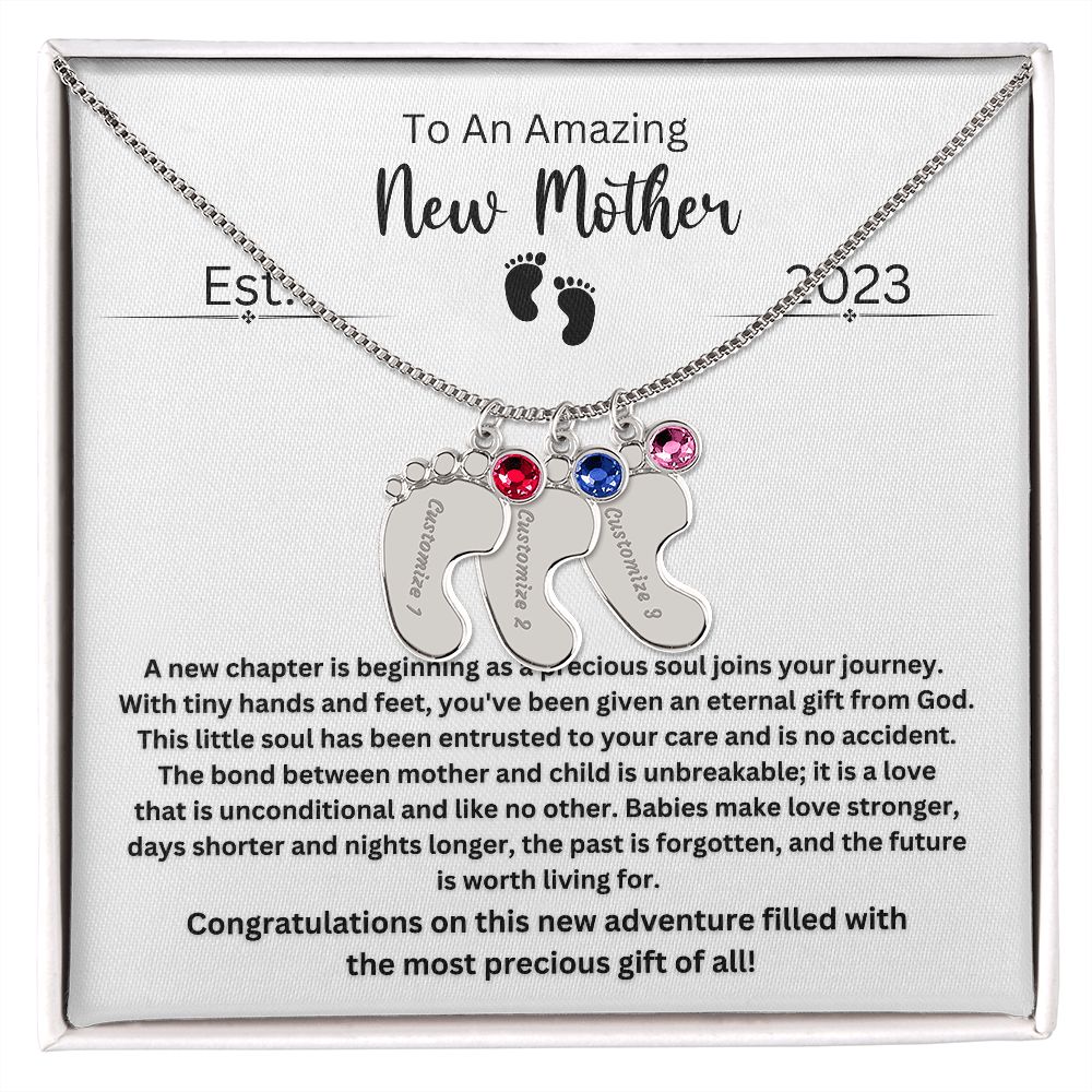 New Mother | New Mom Gift | Personalized Birthstone Engraved Monogram Custom Necklace | Mama Jewelry | Gift from Husband | First Time Mom