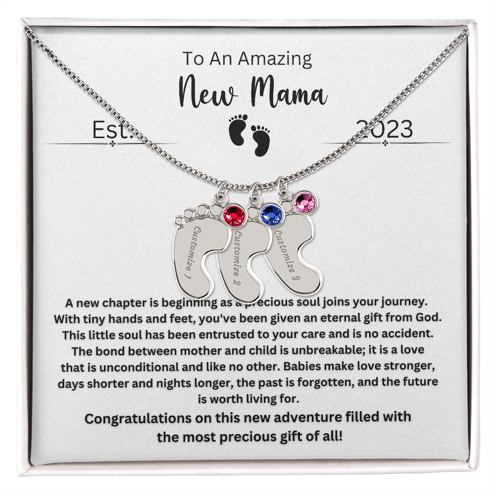 New Mama | New Mom Gift | Personalized Birthstone Engraved Monogram Custom Necklace | Mama Jewelry | Gift from Husband | First Time Mom