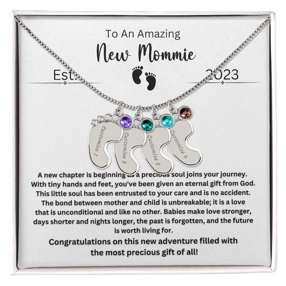 New Mommie | New Mom Gift | Personalized Birthstone Engraved Monogram Custom Necklace | Mama Jewelry | Gift from Husband | First Time Mom